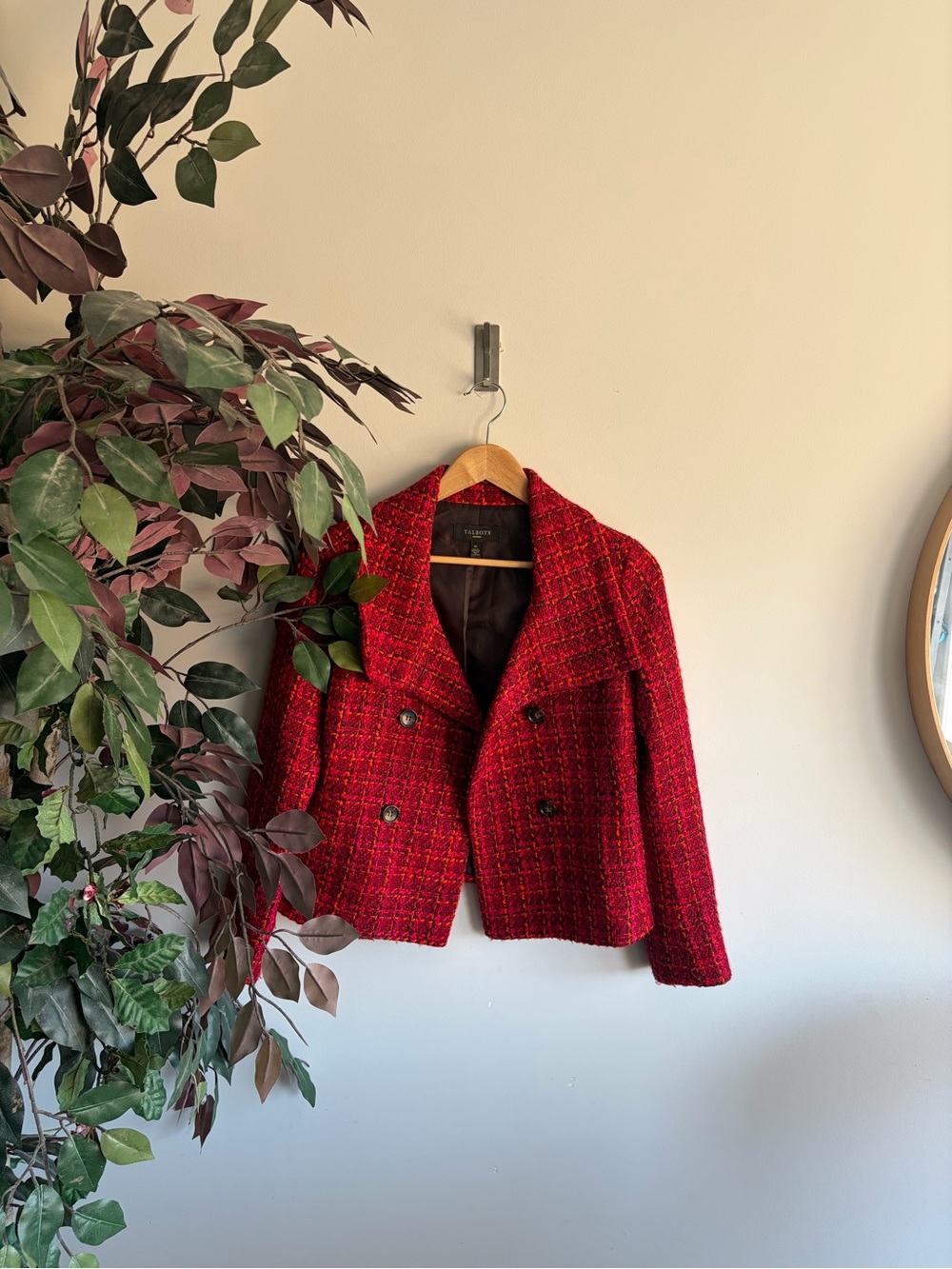 Talbots Red Tweed Double-Breasted Blazer
